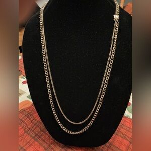 Gold tone Double Chain Necklace